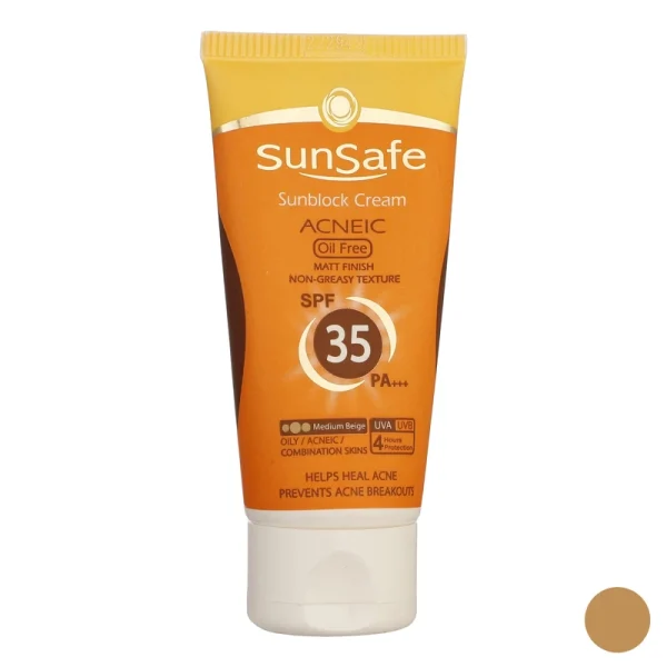 کرم ضد آفتاب فاقد چربی SPF 35 سان سیف بژ متوسط مقدار 50 میلی گرم - تصویر 1