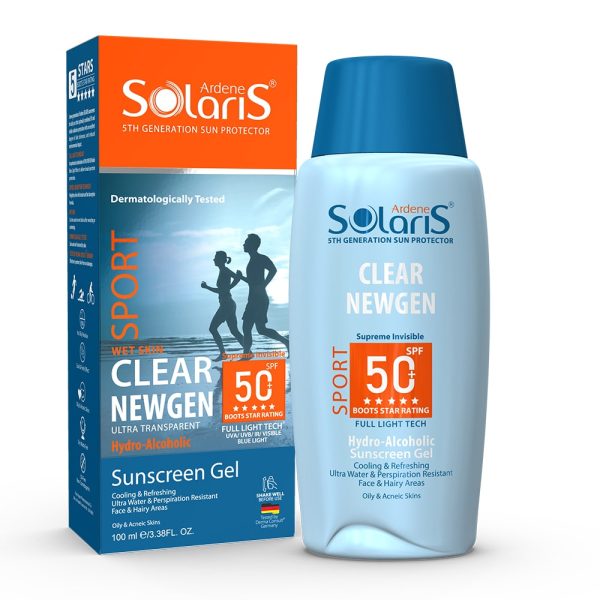 ژل ضد آفتاب بی‌رنگ آردن سولاریس، با SPF50، مدل Clear Newgen، مناسب پوست‌های چرب، حجم 100 میلی‌لیتر - تصویر 1