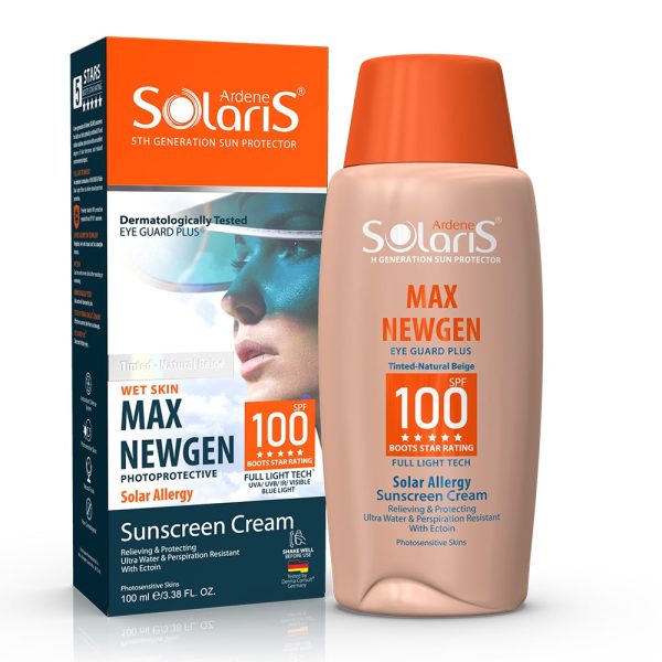 کرم ضد آفتاب رنگی آردن سولاریس مدل مکس نیوژن SPF 100 رنگ بژ طبیعی مناسب پوست های حساس شده در اثر لیزر درمانی، پیلینگ و بارداری حجم 100 میلی لیتر - تصویر 1