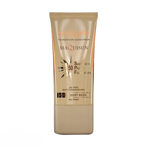 ضدآفتاب سان سیف MAQUISUN کرم پودری و پرایمری SPF50 بژ عاجی NC10 حجم 40 میلی گرم - تصویر 1