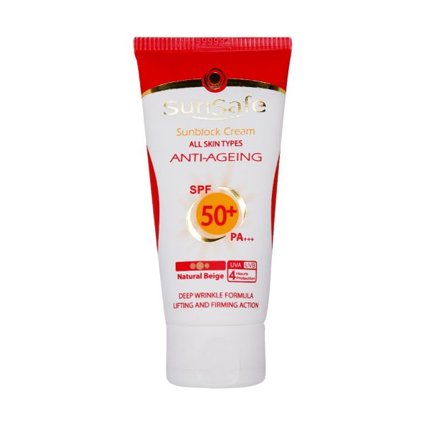 کرم ضد آفتاب و ضد چروک سان سیف SPF50 حجم ۵۰ میلی لیتر - بژ طبیعی - تصویر 1
