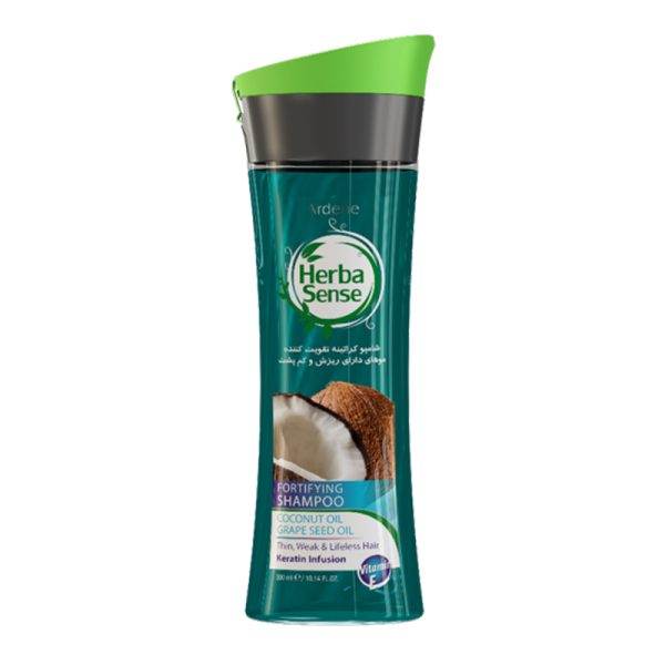 شامپو کراتینه تقویت کننده موی سر آردن هرباسنس Fortifying Shampoo حاوی روغن نارگیل و دانه انگور حجم 300 میلی لیتر - تصویر 1