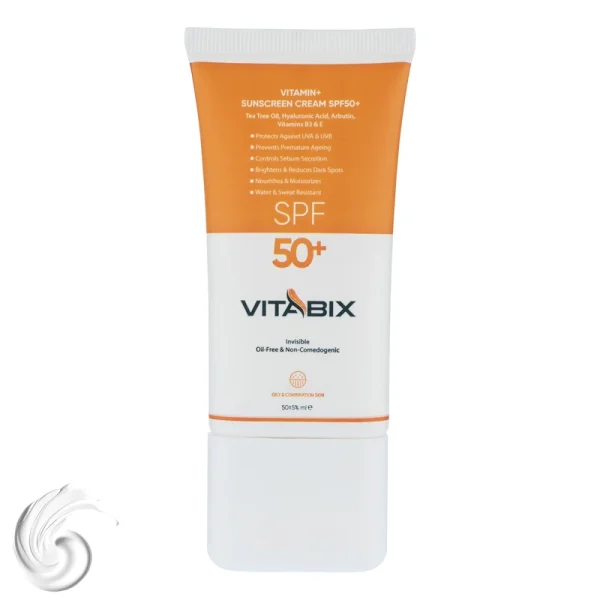 کرم ضد آفتاب بدون رنگ ویتابیکس SPF 50 مدل +Vitamin ‌مناسب پوست‌ چرب  محافظت‌کننده اشعه UVA و UVB، حجم 50 میلی‌لیتر - تصویر 1